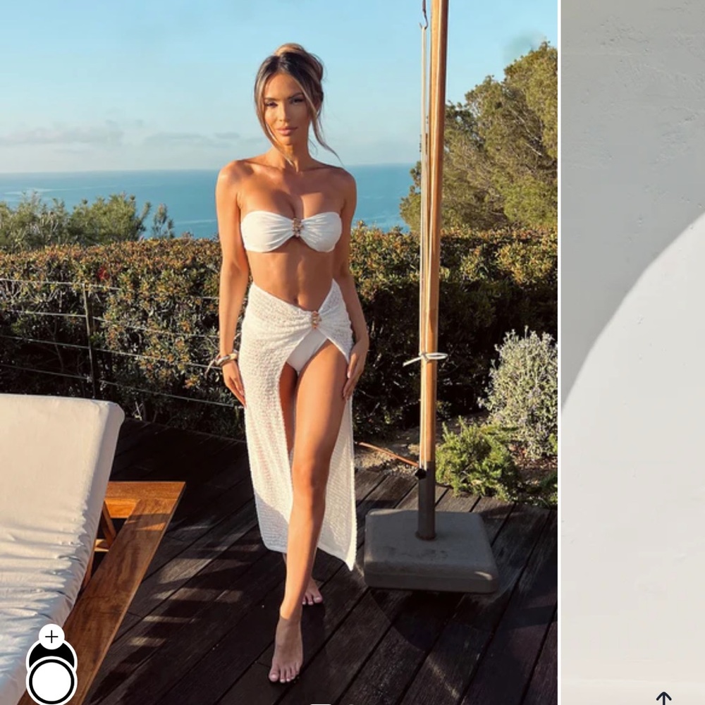Fashion Nova White Bikini and Skirt Set